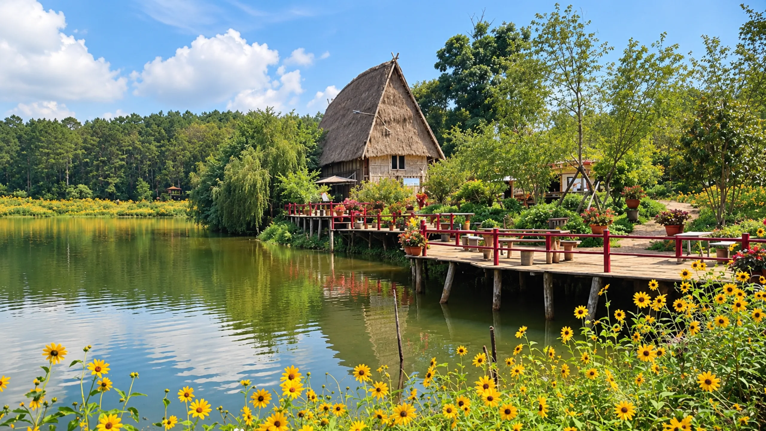 Hoa dã quỳ bên hồ Đăk Ke (Nguồn: sưu tầm)